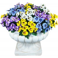 Artificial Flowers Outdoor UV Resistant Artificial Pansies Faux Plastic Flower in Bulk Fake Outdoor Plants White Purple Blue Yellow 12