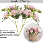 Artificial Persian Rose Flower Bouquet 2-Pack 18 Pink Fake Silk Flowers with Stems for DIY Wedding Bouquet Party Home Garden Tables Decoration