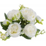 Artificial Persian Rose Flower Bouquet 2-Pack 18 White Fake Silk Flowers with Stems for DIY Wedding Bouquet Party Home Garden Tables Decoration