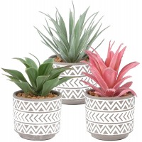 Artificial Plants in Pot Set of 3 Faux Succulents Plants in Ceramic Pots with Bohemian Style Fake Potted Plants with Pots for Indoor Home Office Desk Plants Boho Farmhouse Style Decoration 3 Packs