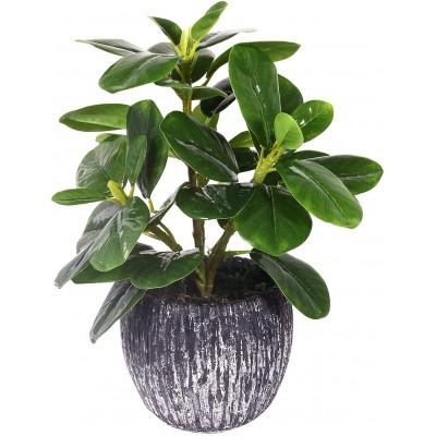 Artificial Potted Plant Real Touch Artificial Oak Leaves Waterproof Fake Plants Indoor Outdoor Eco Friendly Modern Concrete Greenery Plant Pots for Office Home Kitchen Shelf Farmhouse Decor
