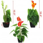 Bird Fiy Artificial Plants Flowers Real Touch Fake Calla Lily Plant Greenery Shrubs Silk Flower for Wedding Bridle Bouquet Indoor Outdoor Home Kitchen Office Table Decor Red 1Pcs Black Pot