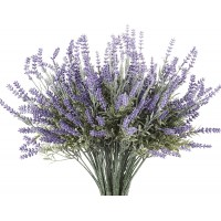 Butterfly Craze Artificial Lavender Plant 8-Piece Bundle – Lifelike Faux Silk Flowers for Weddings Crafting Kitchen Decor or Rustic Home Decor – Indoor Outdoor Use