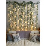 DearHouse 84Ft 12 Strands Artificial Ivy Garland Vine Hanging Garland Fake Leaf Plants with 90 LED String Light Hanging for Home Kitchen Garden Office Wedding Wall Decor