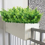 ElaDeco Artificial Boxwood Pack of 7,Artificial Farmhouse Greenery Boxwood Stems Fake Plants and Greenery Springs for Farmhouse,Home,Garden,Office,Patio,Wedding and Indoor Outdoor Decoration
