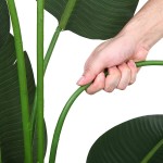 Ferrgoal Artificial Bird of Paradise Plants 5Ft Fake Tropical Palm Tree with 10 Trunks in Pot and Woven Seagrass Belly Basket Perfect Faux Plant for Home Indoor Outdoor Office Modern Decor Green…