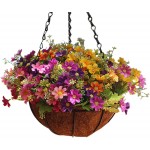 Flo-mynse Mynse Daisy Flower Artificial Hanging Plant Home Balcony Indoor Outdoor Decor Fake Flower Hanging Basket with Chain Flowerpot Big Basket with Artificial Daisy Flowers Flo-mynse