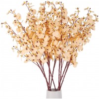 HANTAJANSS Artificial Orchids Silk Flowers 8 Pcs Orchids Silk Fake Flowers in Bulk Flowers Artificial for Indoor Outdoor Wedding Home Office Decoration Champagne