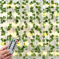 JACKYLED 84Ft 12 Pack Artificial Ivy Garland Fake Plants with CE Certified 80 LED String Lights and Remote Control Hanging Plant Vines for Aesthetic Bedroom Garden Wedding Party Wall Room Decor