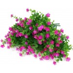 KLEMOO Artificial Flowers Fake Outdoor UV Resistant Boxwood Plants Shrubs 4 Pack Faux Plastic Greenery for Indoor Outside Hanging Planter Home Office Wedding Farmhouse Decor Fushia
