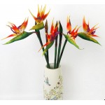 Large Bird of Paradise 32 Inch Permanent Flower ,Flower Stem 0.5 Inch ,UV Resistant No Fade Flower Part is Made of Soft Rubber PU,Artificial Flower Plants for Home Office 2 Pcs Orange red