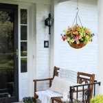 Lesrant 12inch Artificial Flower Hanging Basket ,Artificial Hanging Plants Outdoors Fake Flowers Silk Daisy Hanging Flower Basket for Outside Porch Patio Garden Decoration