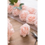 Ling's moment Artificial Flowers Blush Roses 25pcs Real Looking Fake Roses w Stem for DIY Wedding Bouquets Centerpieces Bridal Shower Party Home Decorations