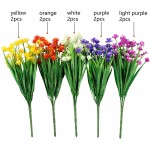 LUCKY SNAIL 10 PCS Artificial Flowers Outdoor UV Resistant Fake Flowers No Fade Plastic Flowers Faux Greenery Shrubs Plants Indoor Outside Hanging Planter Home Garden Christmas Decor5 Colors
