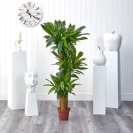 Nearly Natural 6584 57in. Corn Stalk Dracaena Silk Plant Real Touch 62.5" x 9" x 9" Green