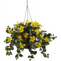 Nearly Natural 6866-YL 22in. Hibiscus Hanging Basket,Yellow,10.125'' x 17.5'' x 10.125''