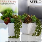 SEEKO Hanging String of Pearls Realistic Hanging Succulents Plants Artificial for Faux Plants Indoor Plants Decor – Hanging Succulent Plants for Home & Garden – 3 Pack Standard