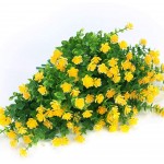 TEMCHY Artificial Flowers Fake Outdoor UV Resistant Boxwood Shrubs Faux Plastic Greenery Plants for Outside Hanging Planter Patio Yard Wedding Indoor Home Kitchen Farmhouse DecorYellow