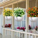 TURNMEON 20 Pack Artificial Plants Outdoor UV Resistant Fake Flowers for Decoration Faux Plants Greenery Shrubs Hanging Fake Plastic Flowers Outside Home Box Porch Garden Spring Summer DecorColor