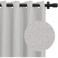 100% Blackout Curtains 96 Inch Long Linen Textured Blackout Curtains for Bedroom Grommet Curtains for Living Room Window Treatment Curtain DrapesW50 x L96 2 Panels Beige