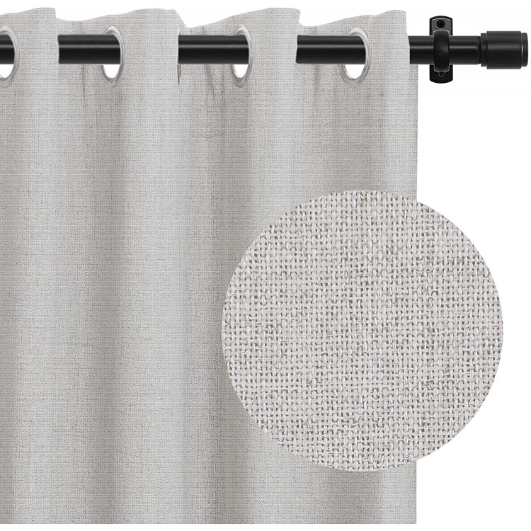 100% Blackout Curtains 96 Inch Long Linen Textured Blackout Curtains for Bedroom Grommet Curtains for Living Room Window Treatment Curtain DrapesW50 x L96 2 Panels Beige