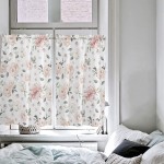2 Panels Light Reducing Curtain Watercolor Floral Leaf Pink Retro Farmhouse Style Energy Saving Living Room Kitchen Bedroom Drapes Rod Pocket Curtain Panels 52x45×2