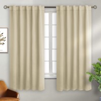BGment Beige Room Darkening Curtains 63 inch Length Rod Pocket and Back Tab Thermal Insulated Curtains for Bedroom Living Room 2 Panels Set 42 x 63 Inch