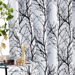 Black-White Patio Door Curtain 8ft Tree Branch Print Window Curtains Extra Wide 100% Blackout Curtains Bedroom Drapes Sliding Door Curtain for Living Room Thermal Insulated Grommet Top 1pc 100x96