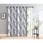 Black-White Patio Door Curtain 8ft Tree Branch Print Window Curtains Extra Wide 100% Blackout Curtains Bedroom Drapes Sliding Door Curtain for Living Room Thermal Insulated Grommet Top 1pc 100x96