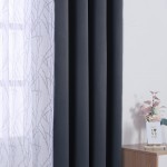 BONZER Mix and Match Curtains 2 Pieces Branch Print Sheer Curtains and 2 Pieces Blackout Curtains for Bedroom Living Room Grommet Window Drapes 54x63 Inch Panel Grey Dark Set of 4 Panels