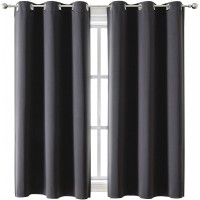 ChrisDowa Grommet Blackout Curtains for Bedroom and Living Room 2 Panels Set Thermal Insulated Room Darkening Curtains Dark Grey 42 x 63 Inch