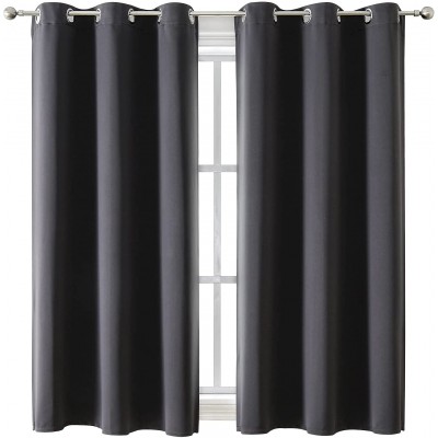 ChrisDowa Grommet Blackout Curtains for Bedroom and Living Room 2 Panels Set Thermal Insulated Room Darkening Curtains Dark Grey 42 x 63 Inch