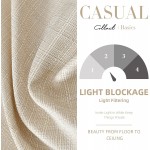 COLLACT Living Room Curtains 2 Panels Set 84 Inch Length Linen Textured Casual Weave Curtain Light Weighted Drapes for Bedroom Grommet Top Light Filtering Farmhouse Window Treatments Heathered Beige