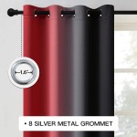 COSVIYA Grommet Ombre Room Darkening Curtains 84 inches Length for Living Room Light Blocking Red and Black Gradient Window Drapes Curtains for Bedroom,2 Panels 52x84inches