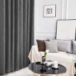Deconovo Blackout Curtains for Bedroom 84 Inches Long Set of 2 Thermal Insulated Grey Curtains Drapes for Sliding Glass Door 52 x 84 Inch Grey 2 Panels