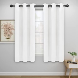 Easy-Going Blackout Curtains for Bedroom Solid Thermal Insulated Grommet and Noise Reduction Window Drapes Room Darkening Curtains for Living Room 2 Panels46x63 in White