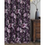 GOHD Roman Romance. Burnt-Out Printed Organza Window Curtain Panel Drape with Attached Fancy Valance and Taffeta Backing Purple 55 x 84 inches + Attached Valance x 2pcs