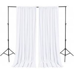 Hiasan White Backdrop Curtains for Parties Polyester Photography Backdrop Drapes for Family Gatherings Wedding Decorations 5ftx10ft Set of 2 Panels