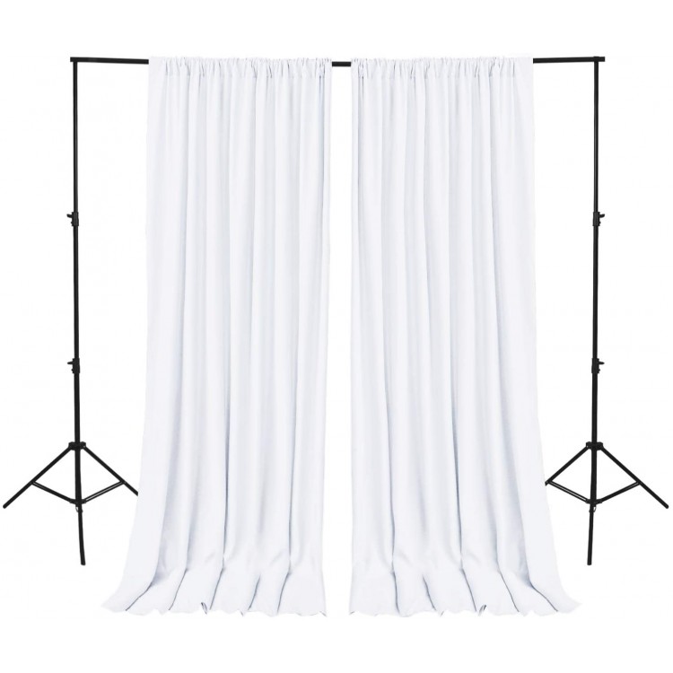 Hiasan White Backdrop Curtains for Parties Polyester Photography Backdrop Drapes for Family Gatherings Wedding Decorations 5ftx10ft Set of 2 Panels