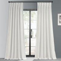 HPD Half Price Drapes Pleated Faux Silk Blackout Curtains For Bedroom Vintage Textured 25 X 96 1 Panel PDCH-KBS2BO-96-FP Off White