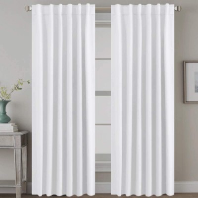 H.VERSAILTEX White Curtains Thermal Insulated Window Treatment Panels Room Darkening Privacy Assured Drapes for Living Room Back Tab Rod Pocket Bedroom Draperies 52 x 84 Inch 2 Panels