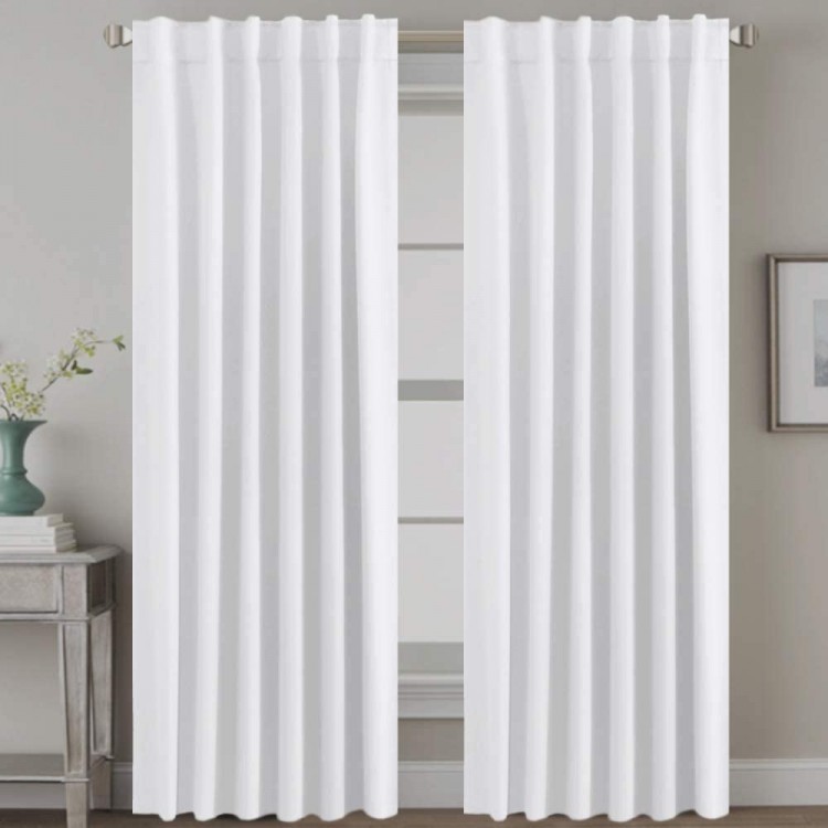 H.VERSAILTEX White Curtains Thermal Insulated Window Treatment Panels Room Darkening Privacy Assured Drapes for Living Room Back Tab Rod Pocket Bedroom Draperies 52 x 84 Inch 2 Panels