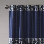 Madison Park Aubrey Faux Silk Paisley Jacquard Rod Pocket Curtain with Privacy Lining for Living Room Kitchen Bedroom and Dorm 50 in x 108 in Navy