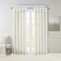 Madison Park Emilia Faux Silk Single Curtain with Privacy Lining DIY Twist Tab Top Window Drape for Living Room Bedroom and Dorm 50x84 White
