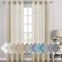 Natural Linen Sheer Curtains for Living Room Dining Room Extra Long Curtains Made of Rich Linen Soft Material Nickel Grommet Window Panel Drapes Set of 2 52 by 108 Inch Butter