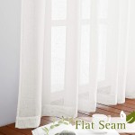 NICETOWN Thick Linen Sheer Curtains for Privacy Protection Grommet Rustic Flax Window Treatment Semi Sheer Drapes with Light Penetration for Farmhouse Patio Door Ivory W52 x L96 Set of 2