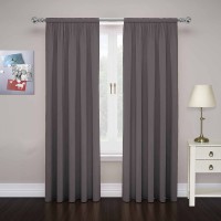 Pairs to Go Cadenza Modern Decorative Rod Pocket Window Curtains for Living Room 2 Panels 40 in x 84 in Smoke