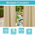 RYB HOME Outdoor Patio Curtains Blackout Waterproof Porch Curtains & Drapes Privacy Protect Sunight Block for Pavilion Pergola Porch Canopy 1 Panel W 52 x L 84 inch Cream Beige