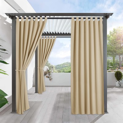 RYB HOME Outdoor Patio Curtains Blackout Waterproof Porch Curtains & Drapes Privacy Protect Sunight Block for Pavilion Pergola Porch Canopy 1 Panel W 52 x L 84 inch Cream Beige