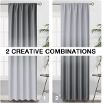 SimpleHome Rod Pocket Ombre Room Darkening Curtains for Living Room Light Blocking Gradient Grey and Greyish White Thermal Insulated Window Curtains  Drapes for Bedroom 2 Panels 52x84 inches Length